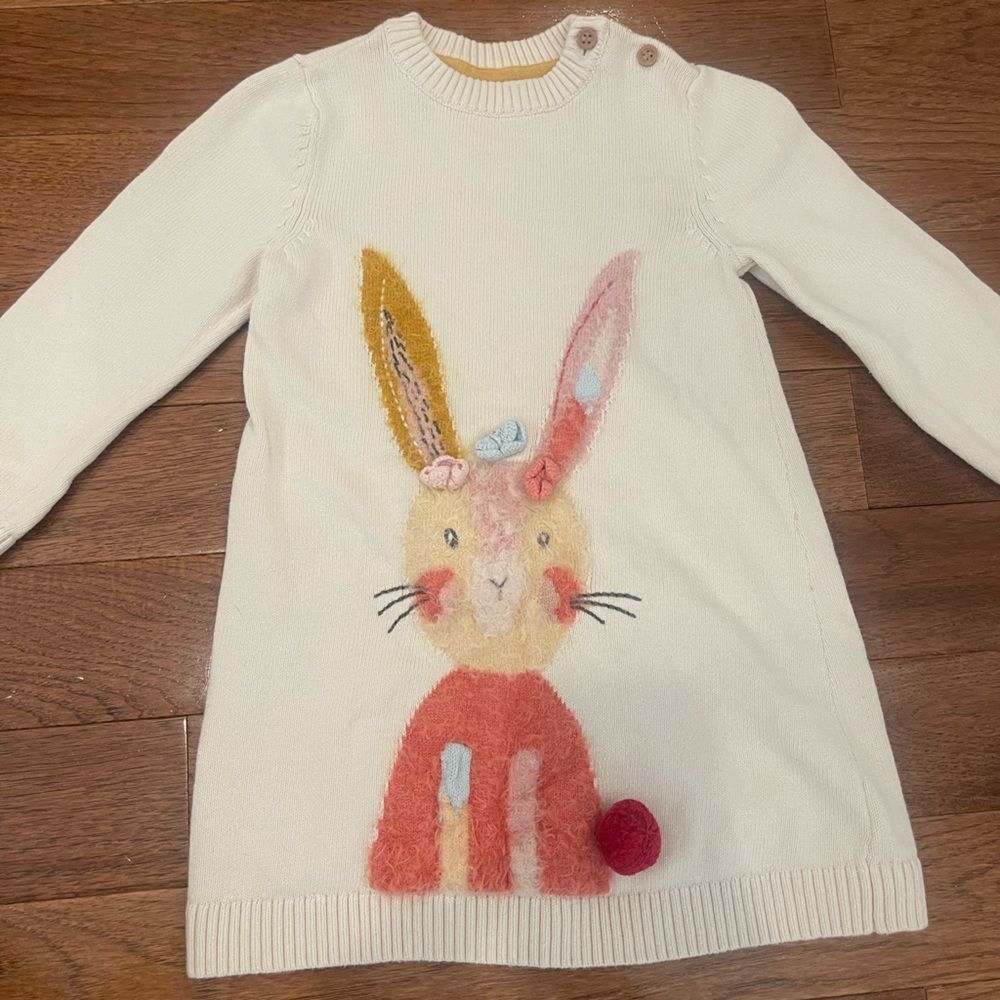 Kids Cream Bunny Sweater Dress